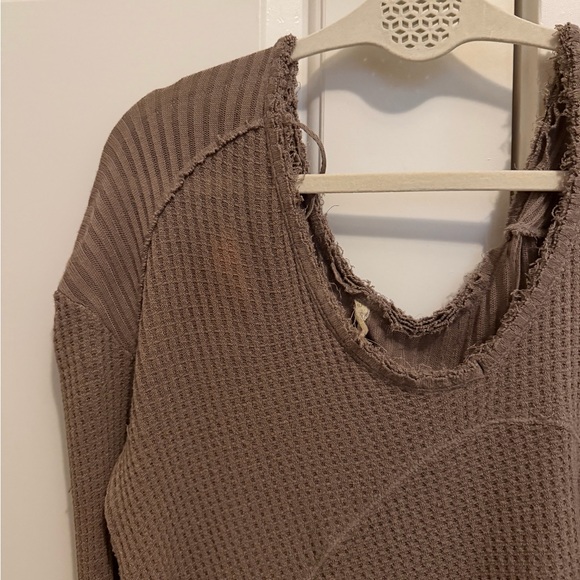Free People Brown Waffle Knit Shirt - Picture 2 of 5